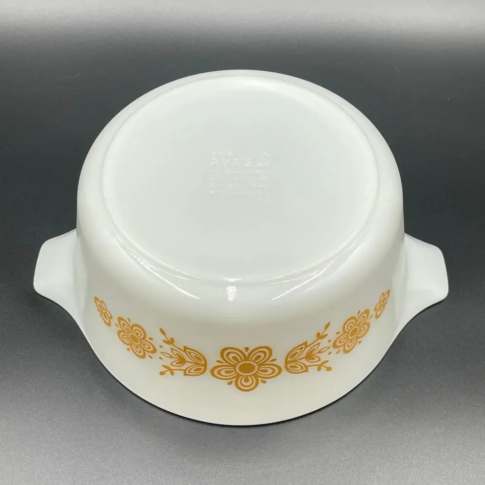 Vtg Pyrex Casserole Dish Butterfly Gold 1.5 L 474-B Ovenware Corning NY USA